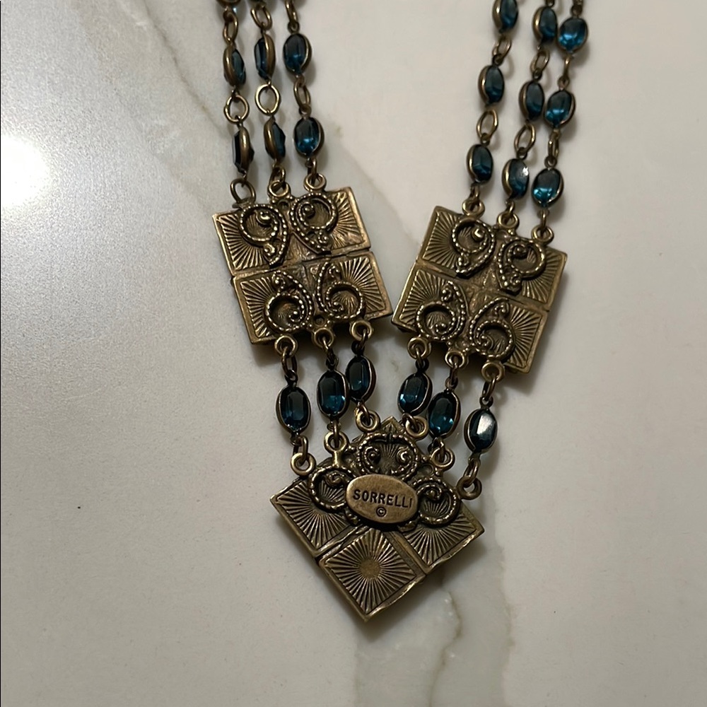 SORRELLI Vintage Gold and Blue Necklace - Picture 8 of 9